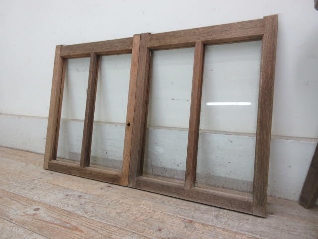 Amazon.co.jp: 古い木味格子2つ割の小さな窓2枚組B257アンティーク家具